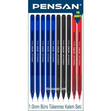 Pensan Büro 1.0 mm Tükenmez Kalem Seti 10 Adet