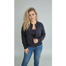 Sierra Otantik Basic Ribana Detaylı Siyah Bomber Ceket