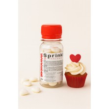 Pasta Süsleme Şekeri Beyaz Kalp 45 Gr. Sprinkles