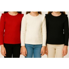 Özge Başaran Kız Çocuk Kız Bebek 3lü Uzun Kollu Ribana Badi Seti 3 Lü Badi Seti Fırfır Detaylı %100 Pamuk