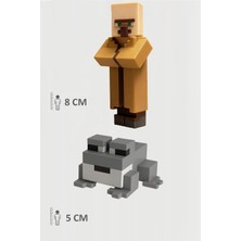 Minecraft Villager Köylü ve Gri Kurbağa Frog Set Hareketli Eklemli Figür