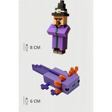 Minecraft Witch Cadı ve Mor Aksolotl Axolotl Set Hareketli Eklemli Figür