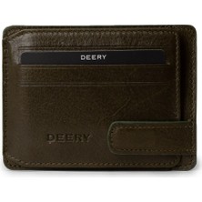 Deery Erkek Haki Renk Hakiki Deri Yatay Cüzdan - 00521MHAKZ02