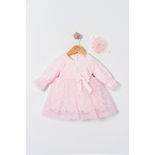 Miniday Baby Kız Bebek Dantelli Elbise Bandanalı Özel Günler İçin Zarif Tasarım