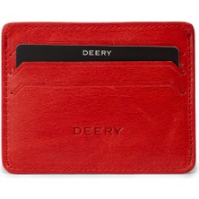 Deery Erkek Vintage Hakiki Deri Yatay Kırmızı Kartlık - 00530MKRMZ01