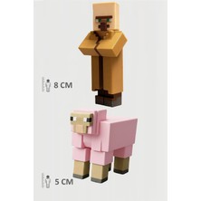 Minecraft Villager Köylü ve Pembe Koyun Sheep Set Hareketli Eklemli Figür