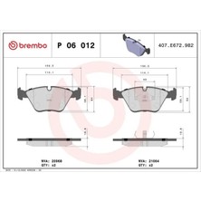 Brembo P06012 On Fren Balatasi 34111157039 34111157569 34111157570