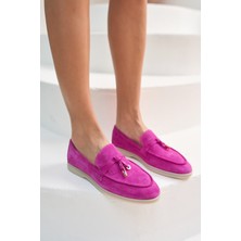 Angelina Jones Furry Kadın Fusya Gercek Suet Ayakkabi