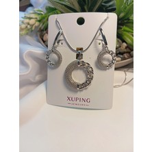Xuping Jewelry Silver Zirkon Taşlı Halka Detaylı Kolye Küpe Seti
