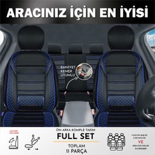 ACK Store Nissan Maxima Uyumlu Yarı Deri Oto Koltuk Kılıfı Ön/arka 5 Li Set Norm Siyah-Mavi