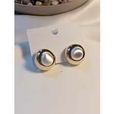 Euro Aksesuar Yuvarlak Sedef Detaylı Pirinç Küpe