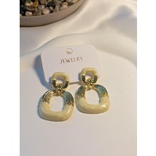 Euro Aksesuar Krem Renk Porselen Küpe