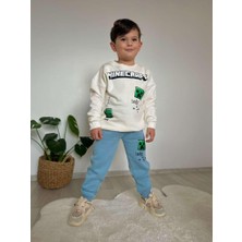 Sacro Kids Craft Baskılı Şardonlu 3 Iplik Sweatshirt-Eşofman Altı Kışlık Erkek Çocuk Takım