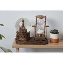 Elifeshop Paris Eyfel Temalı Işıklı Retro Kar Küresi & Kum Saati Dekoratif Masaüstü Biblo Ev Ofis Hediyelik