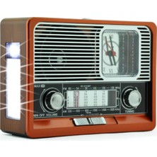Knittingtr Ahşap Radyo Saatli, Bluetooth, Usb/sd/aux, Fm, Fenerli Müzik Kutusu, Nostaljik Tasarım