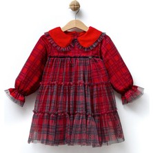 Overdo BeU Kids Kız Çocuk Tül Katmanlı Vintage Ekose Elbise