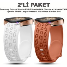 Dexmon Samsung Galaxy Watch 4/5/6/7/fe 40/44MM Classic 42/43/46/47MM Uyumlu 20MM Leopar Desenli 2li Silikon Kordon Seti