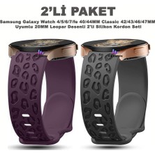 Dexmon Samsung Galaxy Watch 4/5/6/7/fe 40/44MM Classic 42/43/46/47MM Uyumlu 20MM Leopar Desenli 2li Silikon Kordon Seti