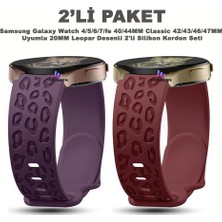 Dexmon Samsung Galaxy Watch 4/5/6/7/fe 40/44MM Classic 42/43/46/47MM Uyumlu 20MM Leopar Desenli 2li Silikon Kordon Seti
