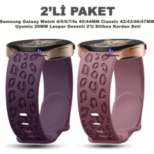 Dexmon Samsung Galaxy Watch 4/5/6/7/fe 40/44MM Classic 42/43/46/47MM Uyumlu 20MM Leopar Desenli 2li Silikon Kordon Seti