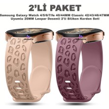 Dexmon Samsung Galaxy Watch 4/5/6/7/fe 40/44MM Classic 42/43/46/47MM Uyumlu 20MM Leopar Desenli 2li Silikon Kordon Seti