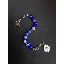 Mryart Mavi Beyaz Mix Akik Taşı Zaza Tesbih