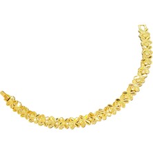 Fm Xupıng Gold Renk  Trend Yonca Model Metal Kısımlar Altın Renk Zirkon Taşlı 19 cm Uzunluğunda 9 Mm. Genişliginde  Xupıng  Bileklik (Kod XP2653)