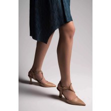 Mevese New İlme Nude Kadın Taşlı Topuklu Ayakkabı