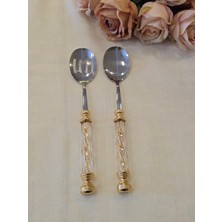 2 Parça Kristal Salata Servis Seti Gold