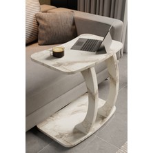 Eda Hacıoğlu Edam Bedding Group Dikdörtgen C Model Yan Sehpa Modern Koltuk Tekerlekli Yan Laptop Masası