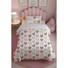 Kalp baskılı %100 Pamuk Tek Kişilik Nevresim Takımı