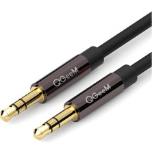 Binbir Göz Bilgisayar Qgeem QG-AU04BD300 3mt Altın Uçlu Siyah Aux Audio Kablo Erkek-Erkek