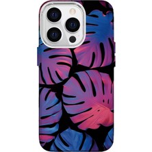 Turkuaz Dijital Pazarlama Apple iPhone 15 Pro Özel Renkli Yaprak Baskılı Lüks Silikon Kılıf