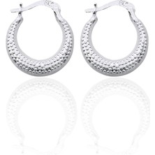 Oya Silver Nokta Desenli Halka Croissant Kadın Gümüş Küpe 1.6x1.9cm