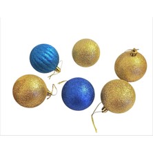 Hg.Aksesuar 6 Adet Simli Cici Top Yılbaşı Çam Ağacı Süsü