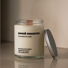 Basement : Sweet Macaron : Cam Kavanozda Kokulu %100 Soya Mum ( Tatlı Makaron, Vanilya, Karamel)