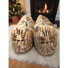 Ellaboni Kadın Kız Çocuk Yumuşak Soft Hayvanlı Kedi Figürlü Panduf Ev Ayakkabısı