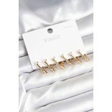 Nuvigo Yıldız Model Gold Renk 925 Ayar Gümüş Çivili Kadın Küpe Seti - TJ-BKP11278