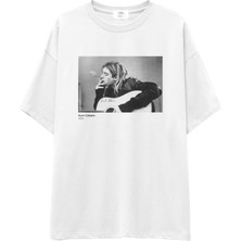 The Lucid Lab Kurt Cobain 1990 Oversize Tişört - Beyaz