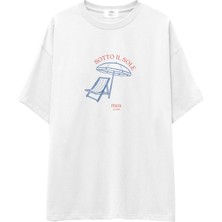The Lucid Lab Sotto Il Sole Oversize Tişört - Beyaz