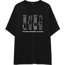 The Lucid Lab Star Wars Lightsaber Collection Oversize Tişört -Siyah