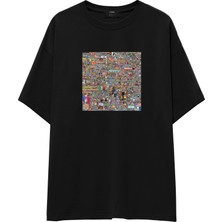 The Lucid Lab Reddit Place Oversize Tişört - Siyah