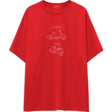 The Lucid Lab Vespa Oversize Tişört - Kırmızı