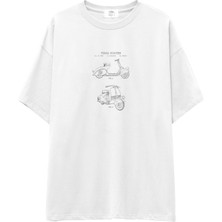 The Lucid Lab Vespa Oversize Tişört - Beyaz