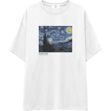 The Lucid Lab The Starry Night Oversize Tişört - Beyaz