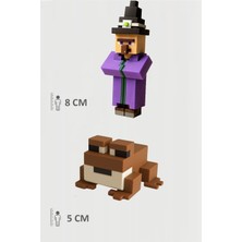 Minecraft Witch Cadı  ve Kahverengi Kurbağa Frog Set Hareketli Eklemli Figür
