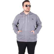 Moc Grande Mocgrande Büyük Beden Kapüşonlu Fermuarlı Sweat Double Face Ossi 25705 Fume