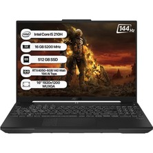 Binbir Göz Bilgisayar Asus Tuf Gaming F16 FX607VU-RL142 I5 210H 16GB 512GB RTX4050-6GB 140W Freedos 16" 144Hz Notebook