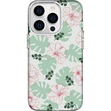 Turkuaz Dijital Pazarlama Apple iPhone 14 Pro Özel Yaprak Baskılı Lüks Silikon Kılıf