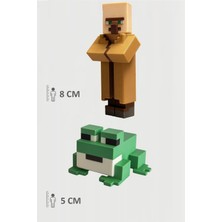 Minecraft Villager Köylü ve Yeşil Kurbağa Frog Set Hareketli Eklemli Figür